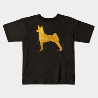 Basenji dog golden art Kids T-Shirt